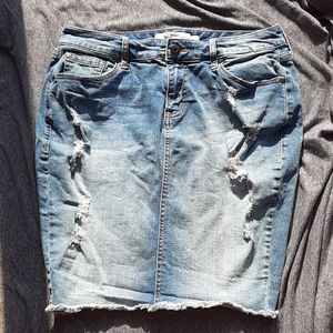 TORRID DISTRESSED DENIM PENCIL SKIRT